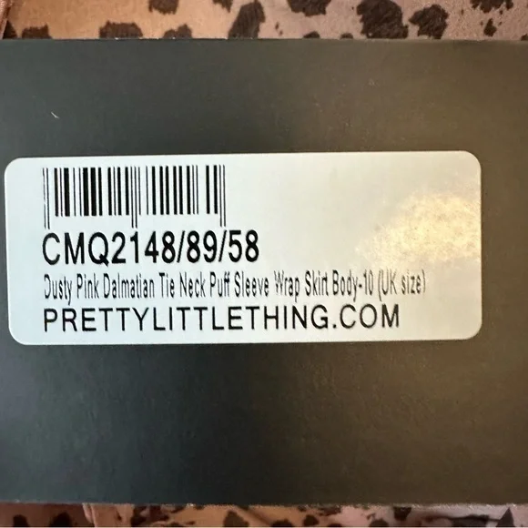 DUSTY PINK DALMATIAN TIE NECK PUFF SLEEVE WRAP SKIRT BODYCON DRESS SIZE MEDIUM - Picture 10 of 11